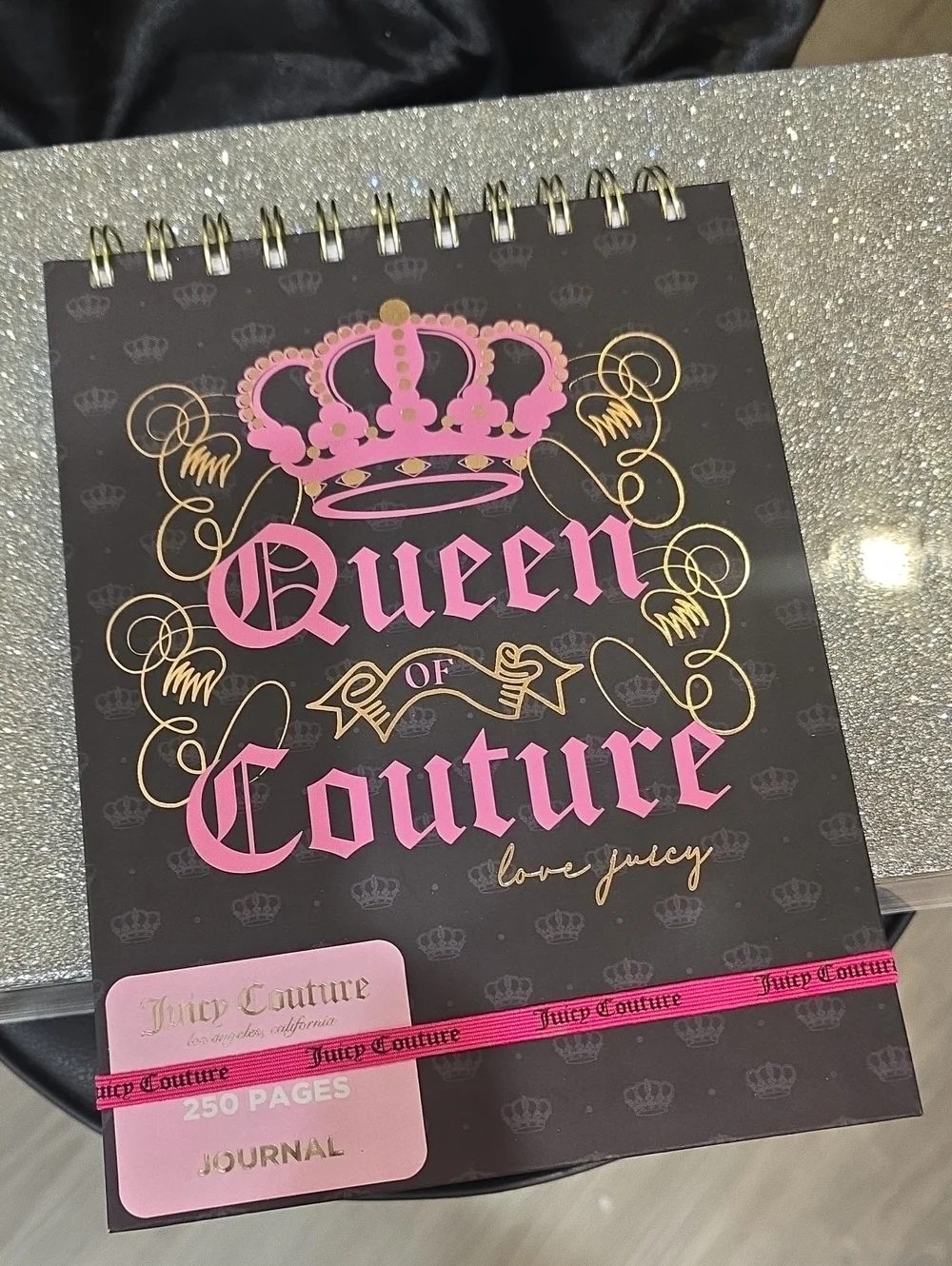 Juicy Couture Home Queen of Couture Spiral Journal w/Logo Band